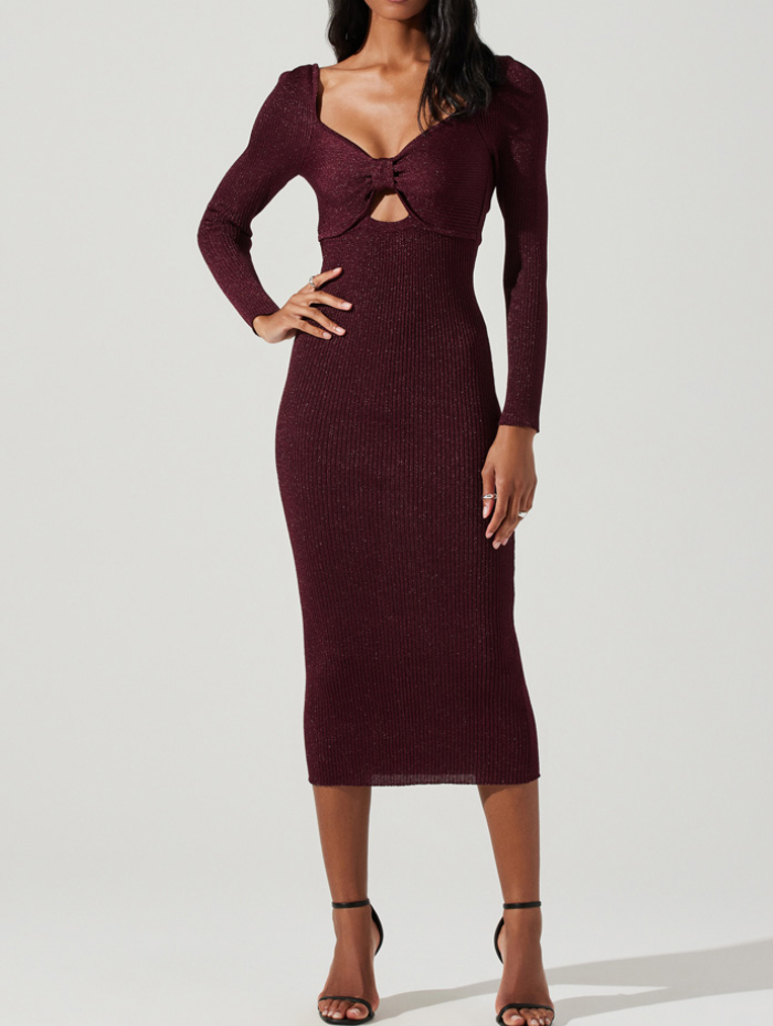 Astr The Label Anastasia Sweater Dress in Wine