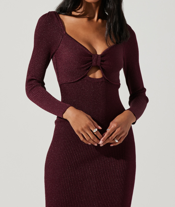 chinese dress ladies Astr The Label Anastasia Sweater Dress in Wine