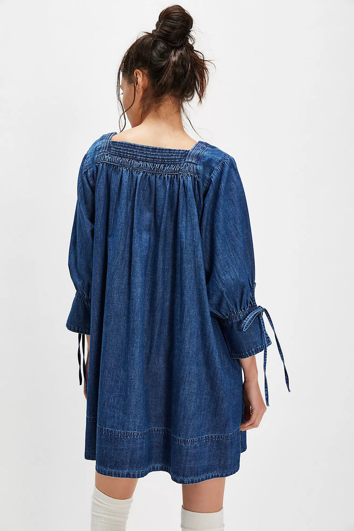 Free People Women's Sonora Denim Mini Dress - Blue - Size S