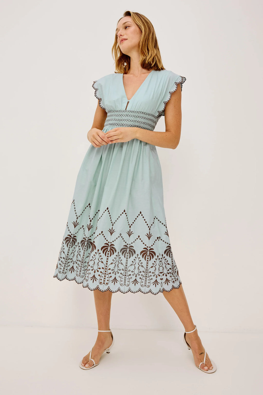 Rails Women's Roxanne Embroidered Cotton Midi-Dress - Ocean Palms Embroidery